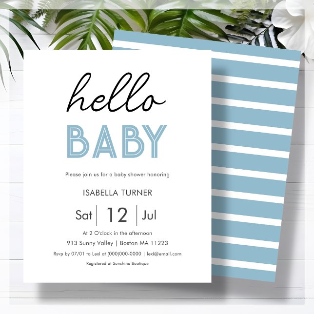 Blue | Hello Baby |  Baby Shower Invitation (Creator Uploaded)