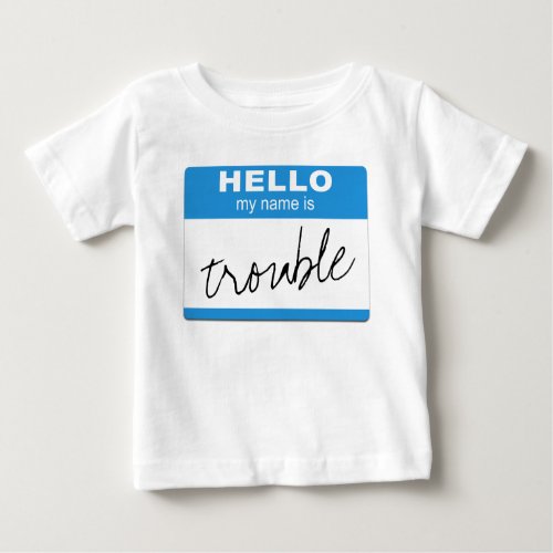 Blue Hello My Name Is ___ Badge _ Personalized Baby T_Shirt