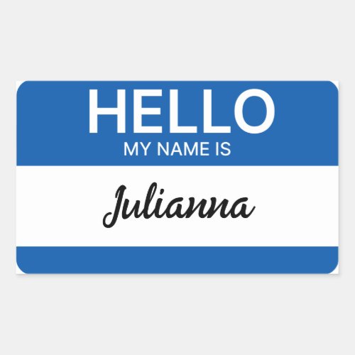 Blue Hello My Name is Employee or Event Name tag