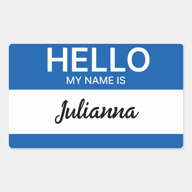 Blue Hello My Name is Employee or Event Name tag | Zazzle