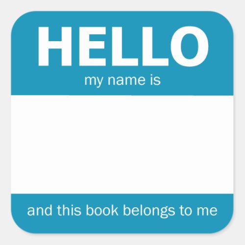 Blue Hello Name Badge Bookplate