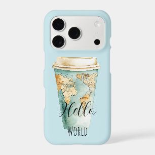 Blue Hello World Coffee Cup iPhone 17 Pro Case