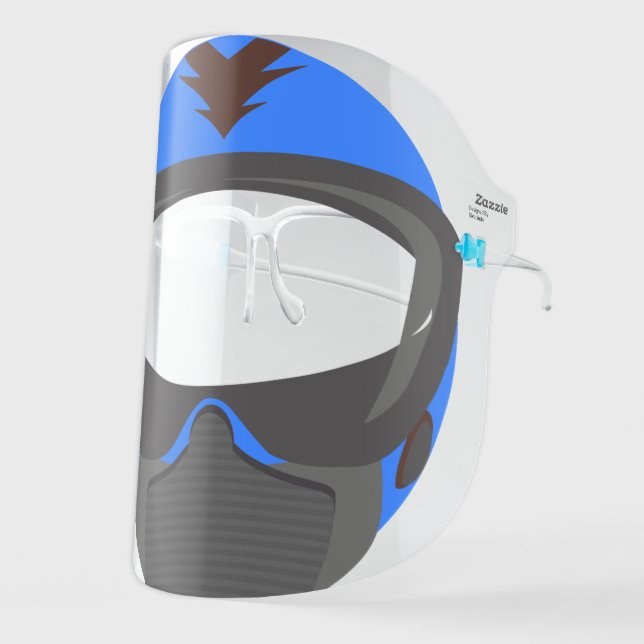 Blue Helmet Motorcycle Paintball Face Shield (Front Left)