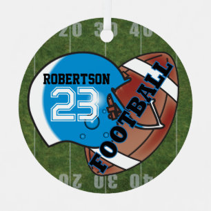 Blue Helmet with a Football Metal Ornament