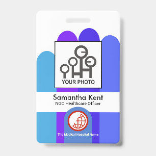 Blue Helping Hand Staff Photo Template ID Badge
