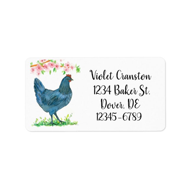 Blue Hen Chicken Delaware Bird Return Address Label (Front)