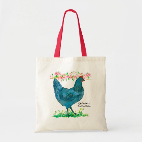 Blue Hen Chicken Peach Blossoms Tote Bag