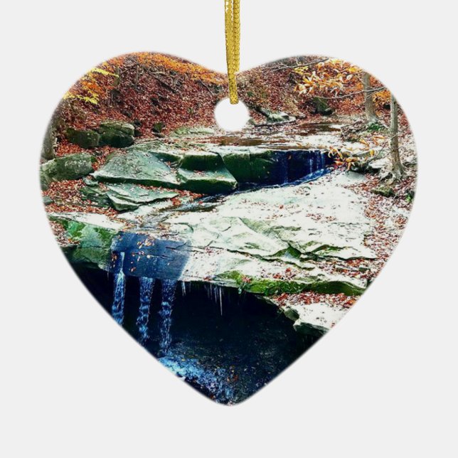 Blue Hen Falls Cuyahoga National Park Ohio Ceramic Ornament (Front)