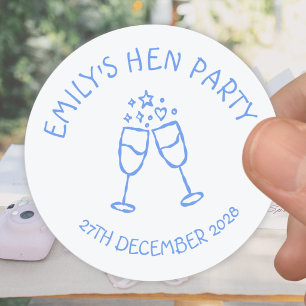 Blue Hen Party Bachelorette Toast Classic Round Sticker