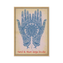 Blue Henna Hands Yoga Studio Business Card