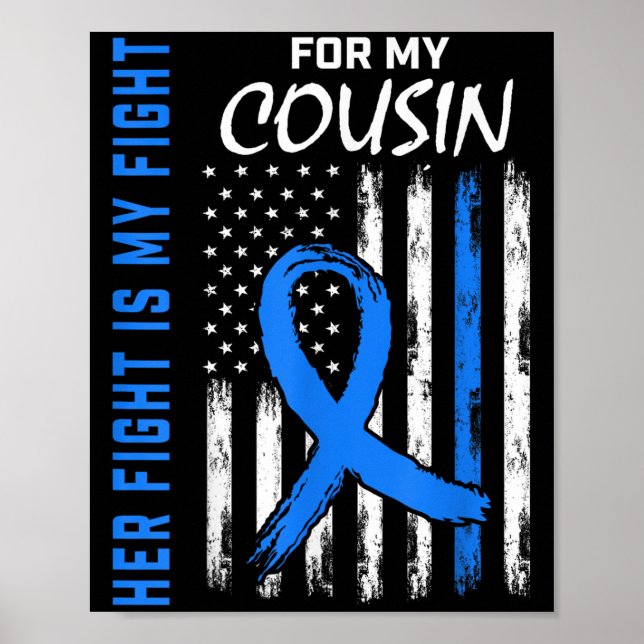 Blue Her Fight Is My Fight Diabetes Awareness Shir Poster (Front)