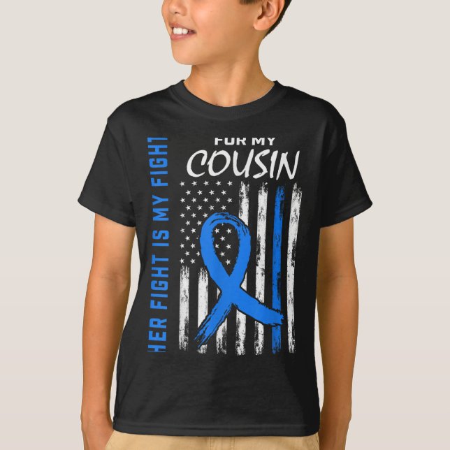 Blue Her Fight Is My Fight Diabetes Awareness Shir T-Shirt (Front)
