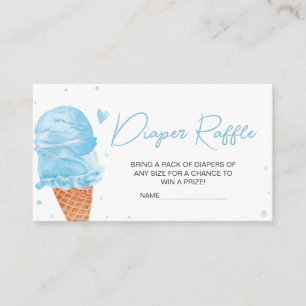 Blue Here's the Scoop Baby Shower Diaper Raffle Enclosure Card