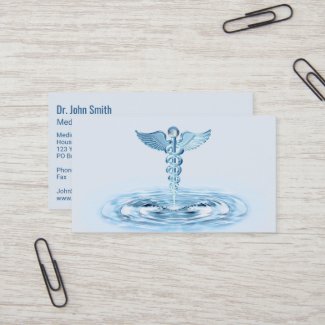 Blue Hermes Rod Caduceus Water Ripples Medical