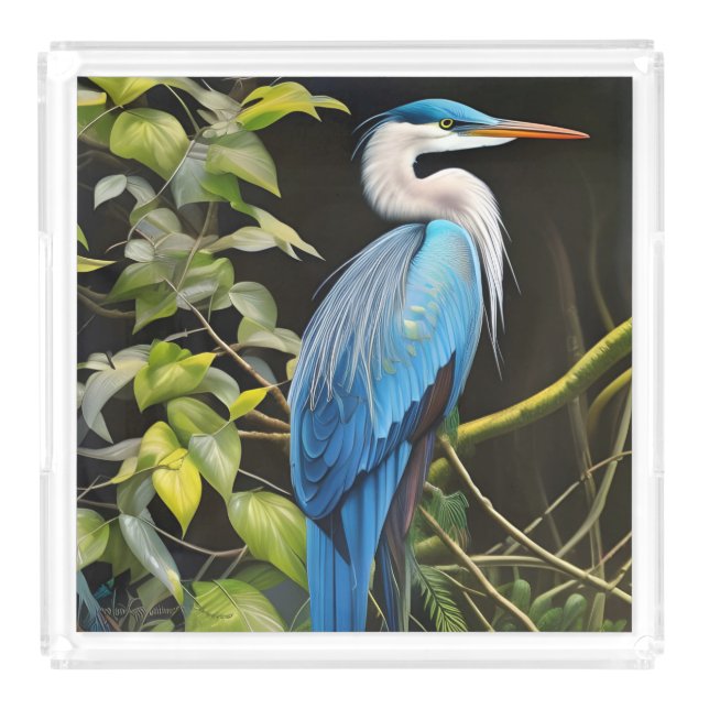 Blue Heron Acrylic Tray (Front)