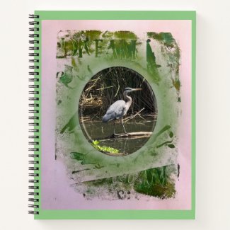 Blue Heron and Monoprinted Spiral Journal