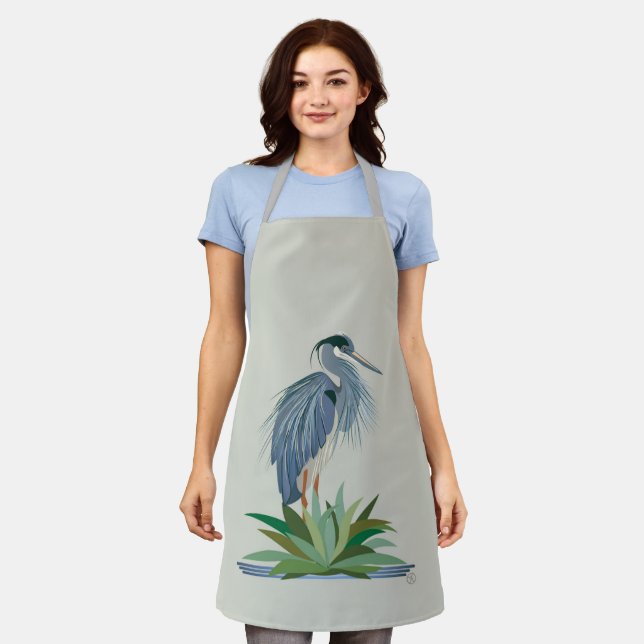 Blue heron apron (Worn)