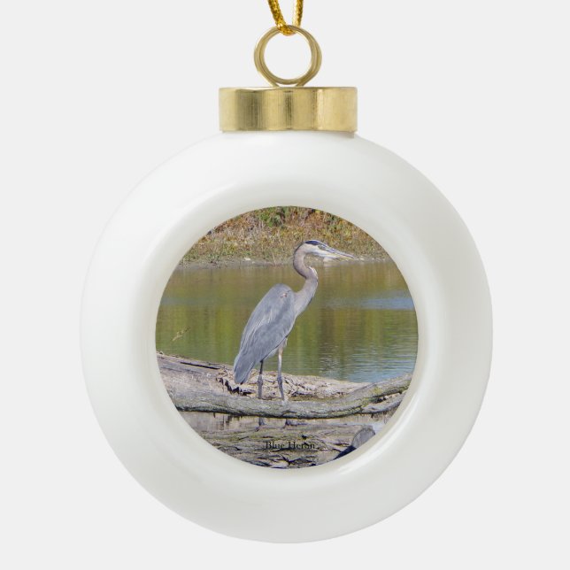 Blue Heron ball or snowflake ornament (Front)