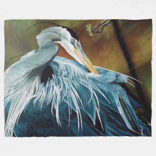 Blue Heron Bird Fleece Blanket