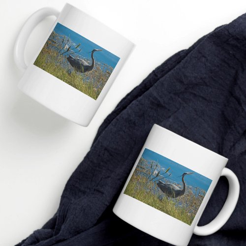 Blue Heron Bird Posing Photograph Coffee Mug