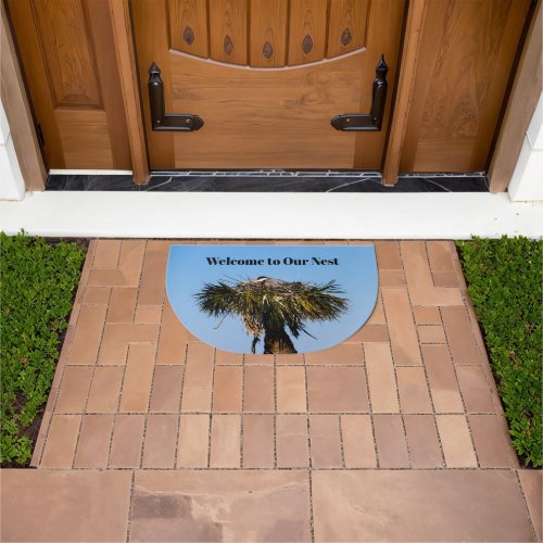 Blue Heron Bird Welcome to Our Nest Doormat