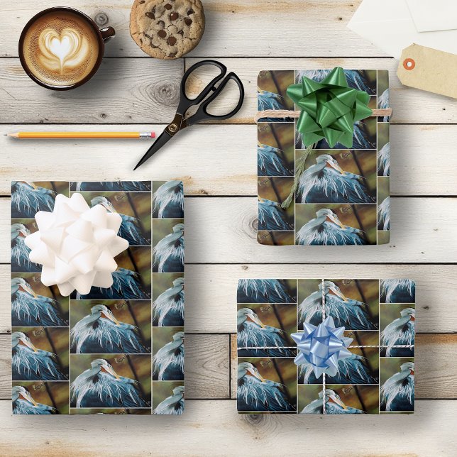 Blue Heron Bird  Wrapping Paper Sheets (Creator Uploaded)