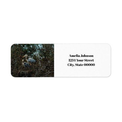 Blue Heron Birds Nest Personalize Return Address Label