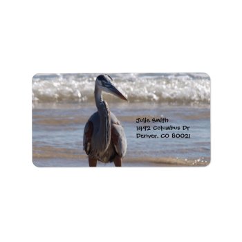 Blue Heron By The Ocean Label by ChristyWyoming at Zazzle