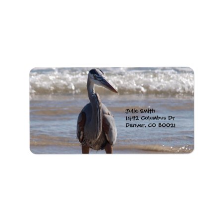 Blue Heron By The Ocean Label