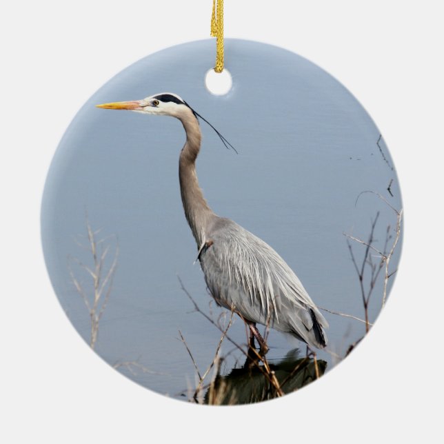 Blue Heron Ceramic Ornament (Back)