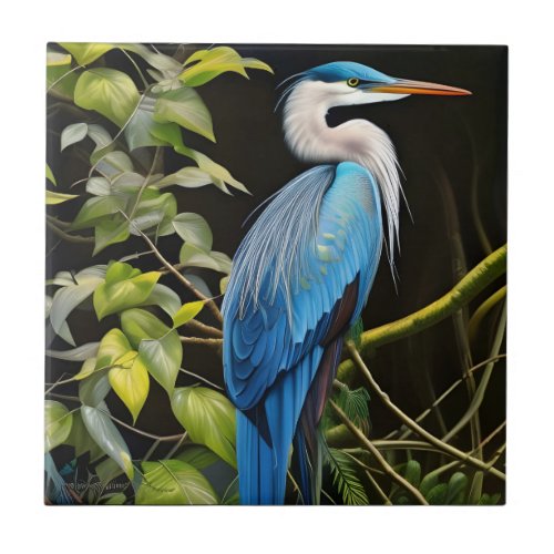 Blue Heron Ceramic Tile