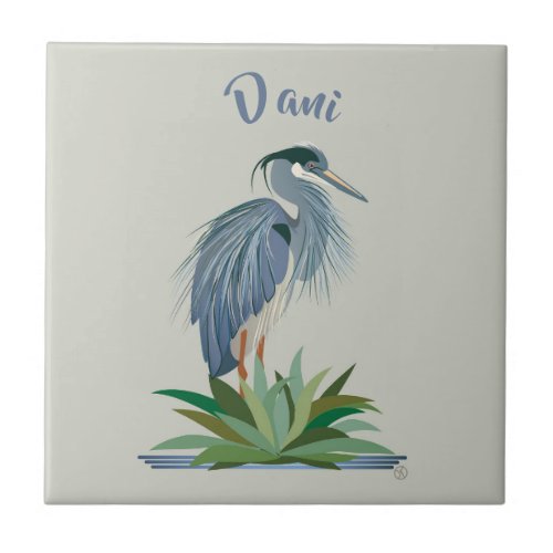 Blue Heron Ceramic Tile