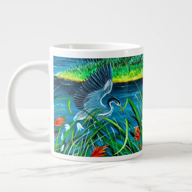 Blue Heron Couple Coffee Cup (Left)
