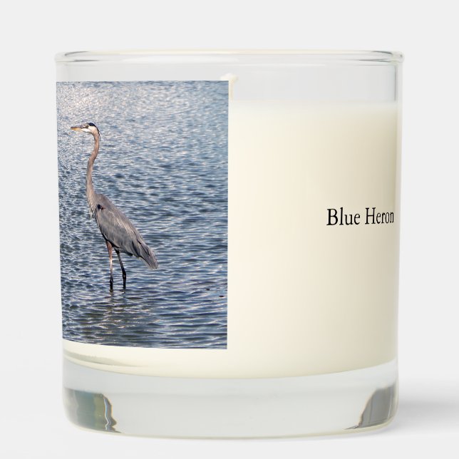 Blue Heron glass candle (Front)