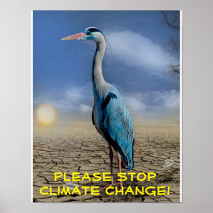 Blue heron in a drought poster