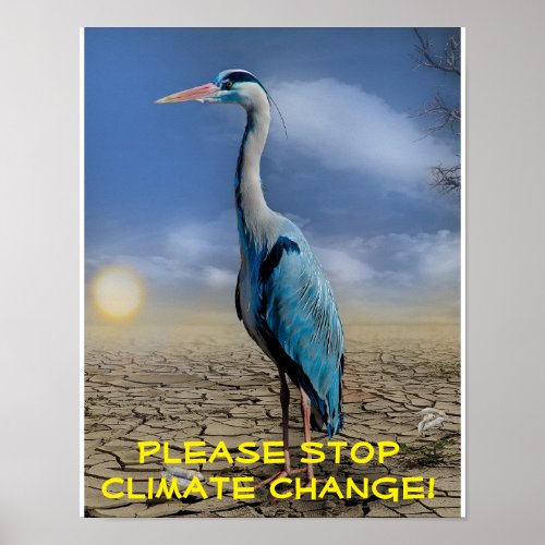 Blue heron in a drought poster