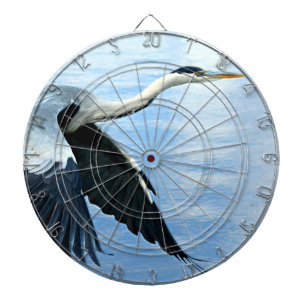 Blue Heron in Flight Over Water Dart Board