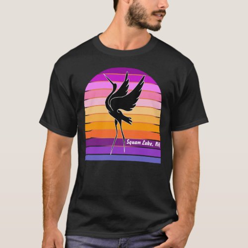 Blue Heron Majestic  Silhouette on Lake at Sunset T_Shirt