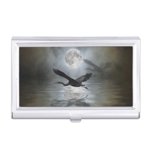 Blue Heron Moon Wildlife Artwork Business Card Holder