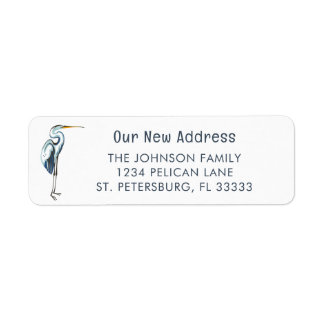 Blue Heron Moving Announcement Return Address Label