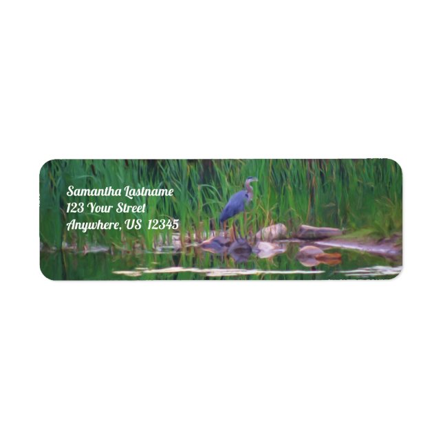 Blue Heron Nature Painting Address Label (Front)