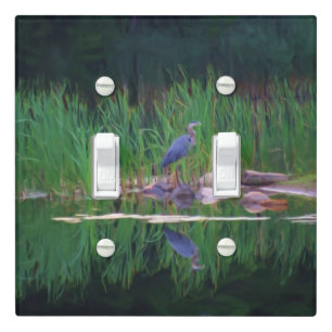 Blue Heron Nature Photo Painting Light Switch Cover