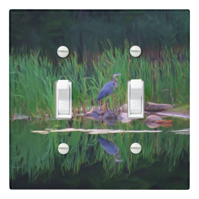 Blue Heron Nature Photo Painting  Light Switch Cover (In Situ)