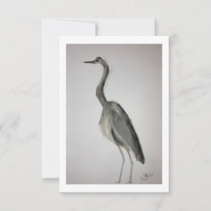 Blue Heron Note Card with envelope - Original Art