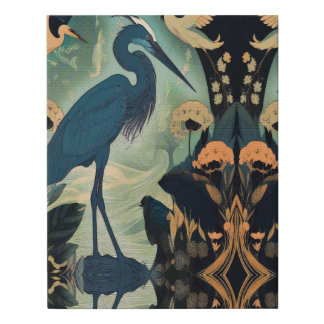 Blue Heron Orange Accents on canvas