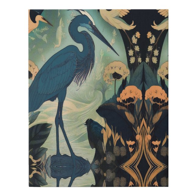 Blue Heron Orange Accents on canvas (Front)