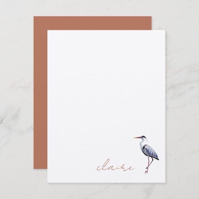 Blue Heron Personalized Note Card (Front/Back)