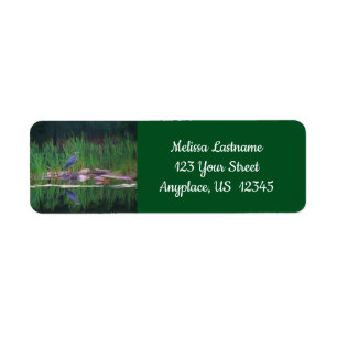 Blue Heron Reflections Animal Painting Address Label