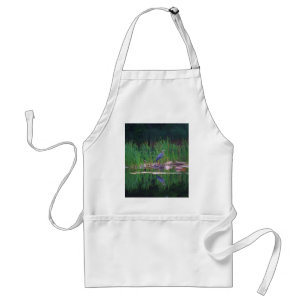 Blue Heron Reflections Animal Painting Apron