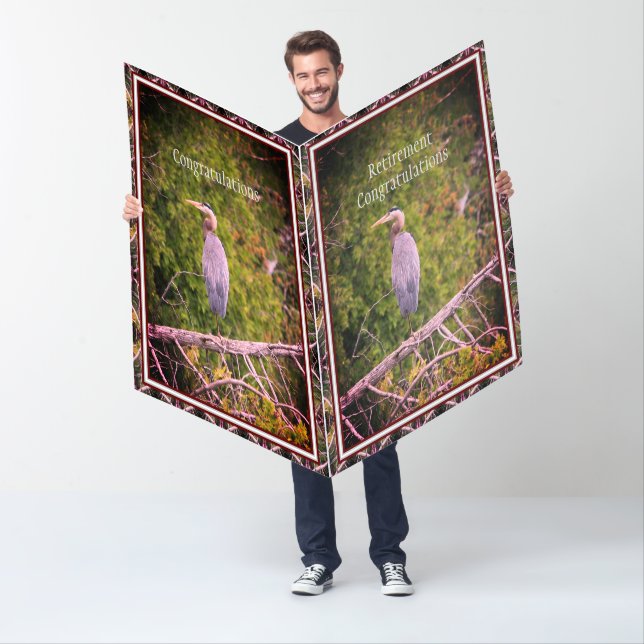 Blue Heron Retirement Congratulations Oversized Card (In Situ)